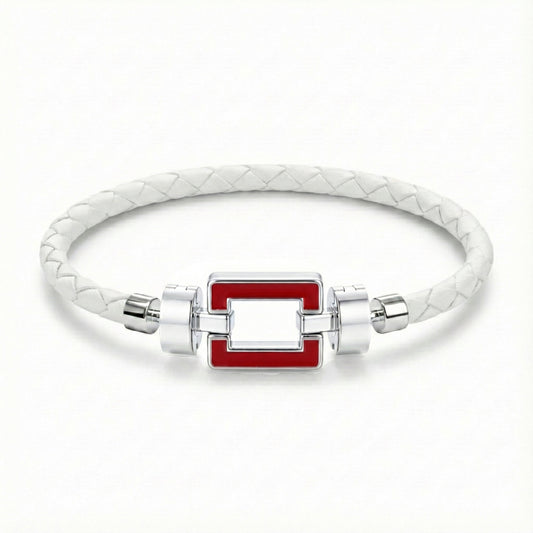 OPUS Metier D’art  925 Red Enamel with Weaved Calf Bracelet