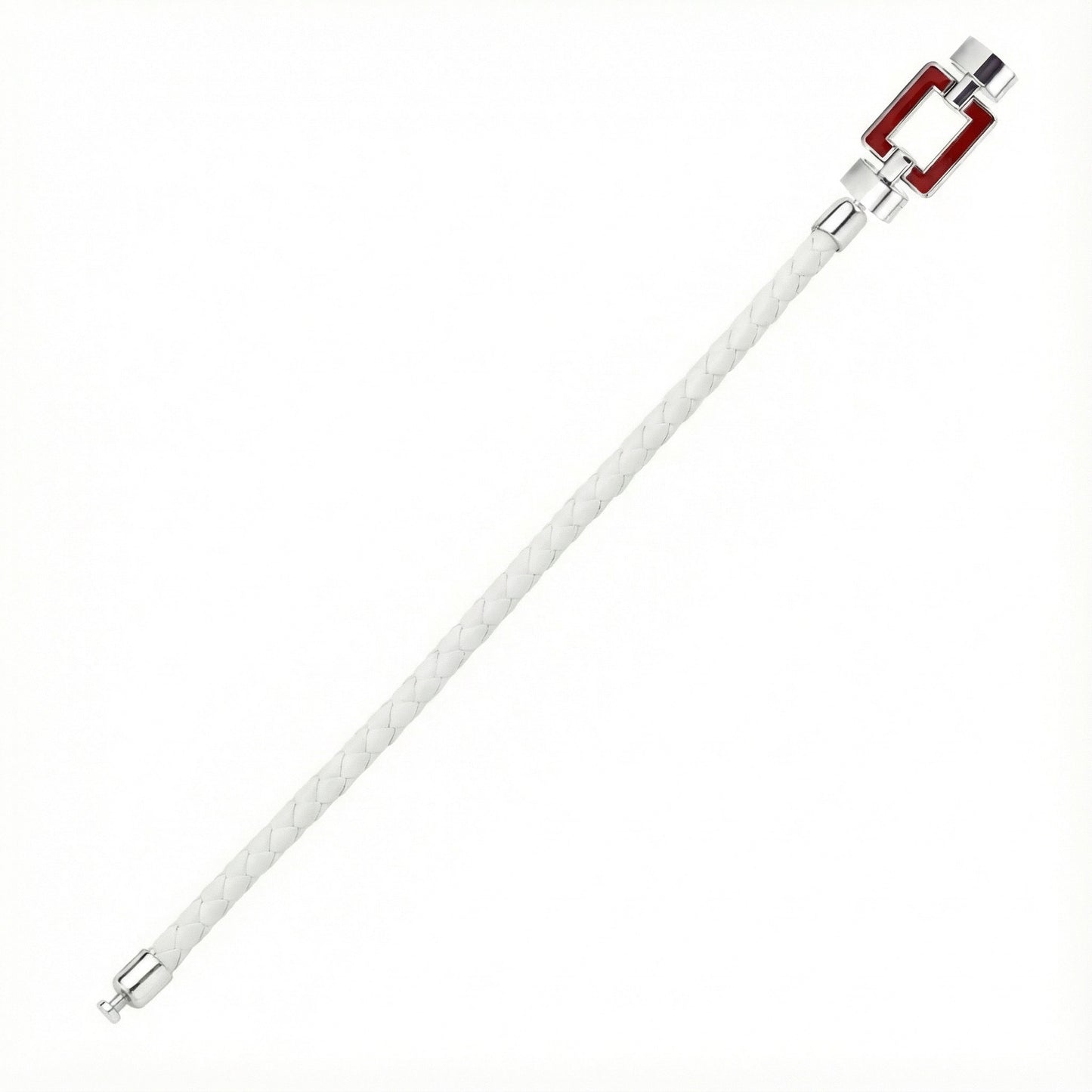 OPUS Metier D’art  925 Red Enamel with Weaved Calf Bracelet