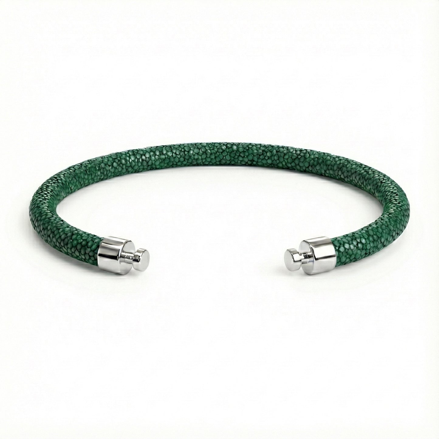 Regalia 4mm Jade Green Stingray Leather Strap 925 Silver Link
