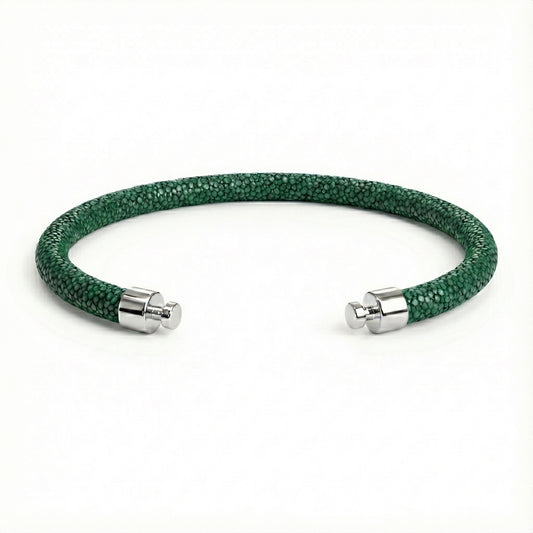Regalia 4mm Jade Green Stingray Leather Strap 925 Silver Link