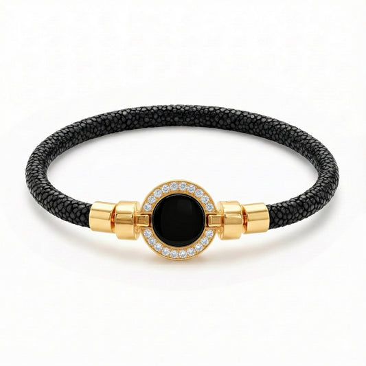 1889 Pave Collection 18-carat Gold with Stingray Leather Bracelet