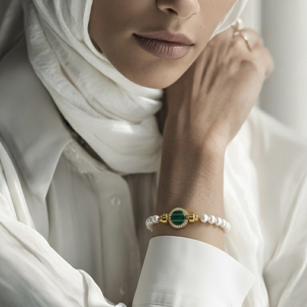 1889 Pave Collection 18-carat Gold Pearl Bracelets