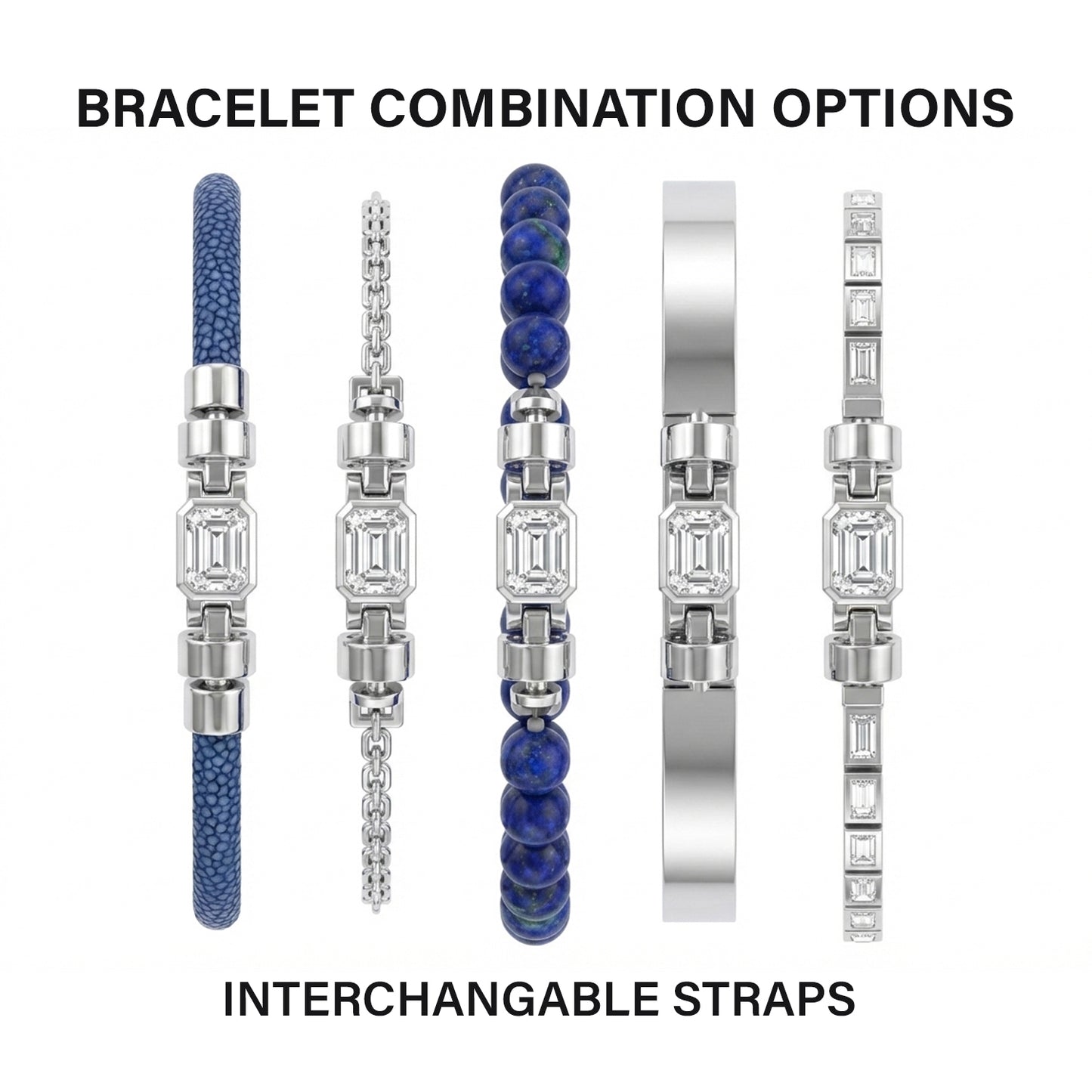 Jubilee 1.6 carat Emerald Cut Diamond with 3mm Eternity Diamond Bracelet in 18 carat White Gold