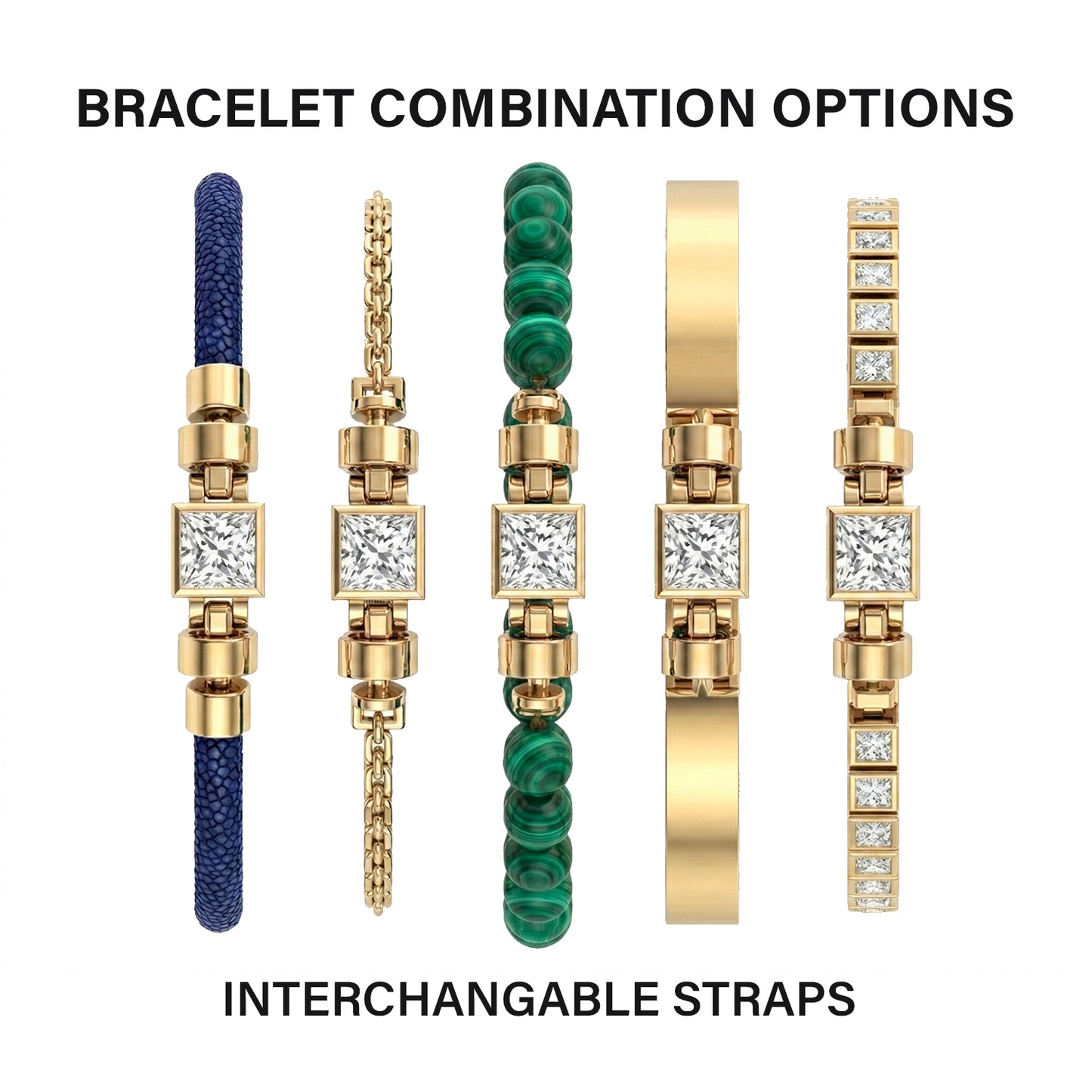 Jubilee 1 carat Princess Cut Diamond with 3mm Eternity Diamond Bracelet in 18 carat Yellow Gold