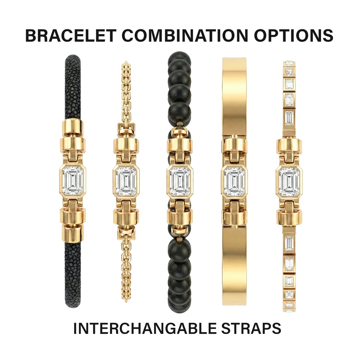 Jubilee 1.6 carat Emerald Cut Diamond with gold chain links in 18 carat Gold