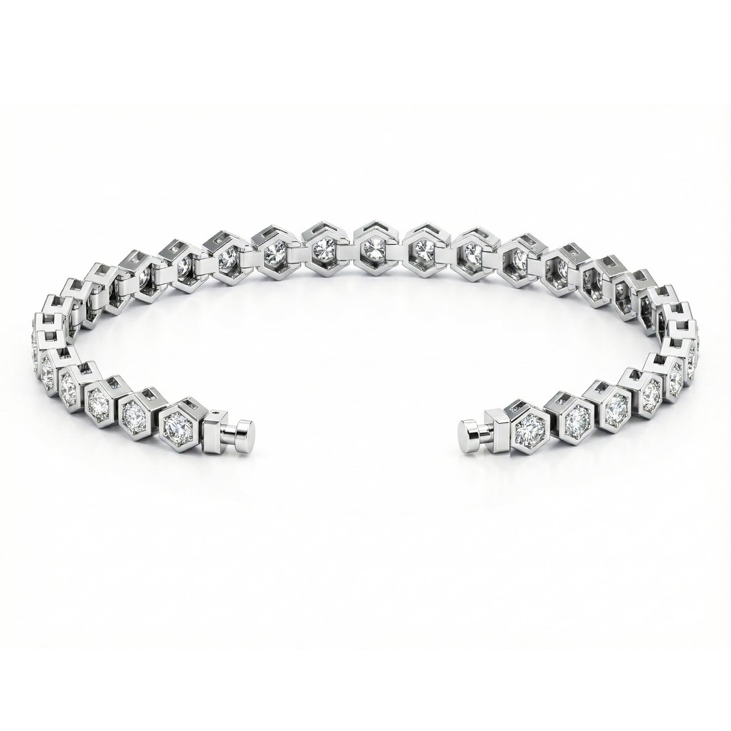 レガリア プラチナ PT950 ヘキサゴンパヴェダイヤモンド エタニティブレスレット