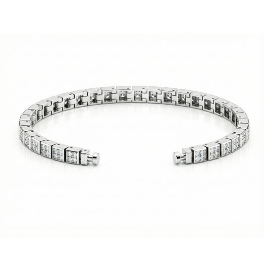 Regalia Platinum PT950 Diamond Pave Square Eternity Bracelet