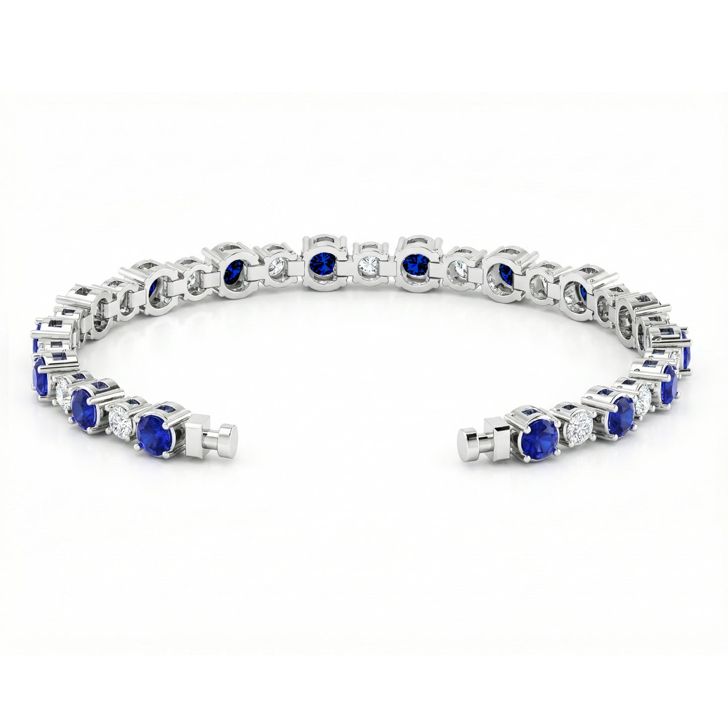 Regalia Platinum PT950 Blue Sapphire & Diamond Eternity Bracelet
