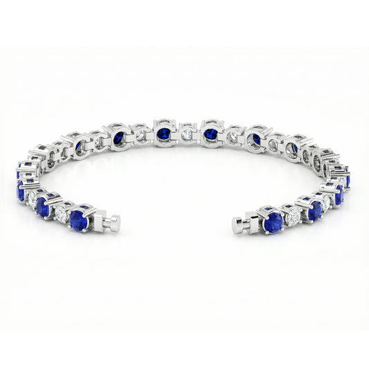 Regalia Platinum PT950 Blue Sapphire & Diamond Eternity Bracelet