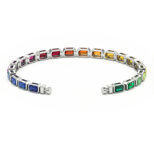 Regalia Platinum PT950 Octagon Rainbow Sapphire Eternity Bracelet
