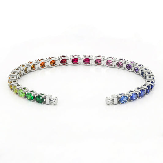 Regalia Platinum PT950 Oval Rainbow Sapphire Eternity Bracelet