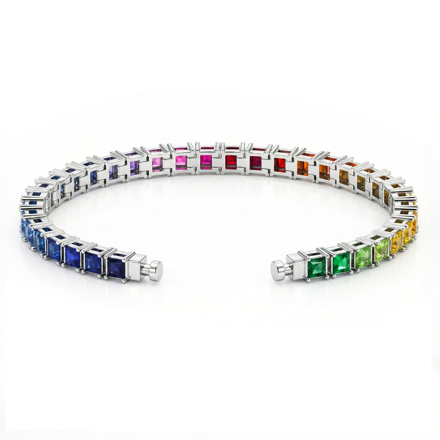Regalia Platinum PT950 Princess Rainbow Sapphire Eternity Bracelet