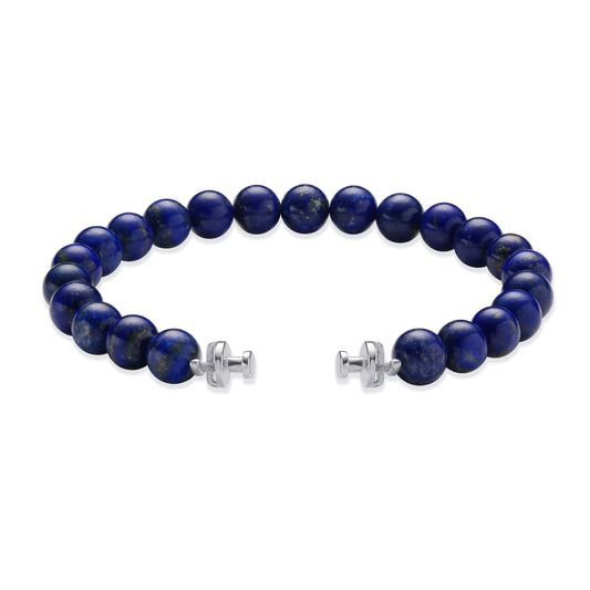 Regalia 6mm Lapis Lazuli Bead Bracelet 925 Silver Link