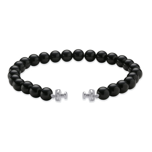 Regalia 6mm Black Spinel Bead Bracelet 925 Silver Link