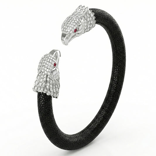 Eagle 925 White Sapphire & Ruby Stingray Bracelet
