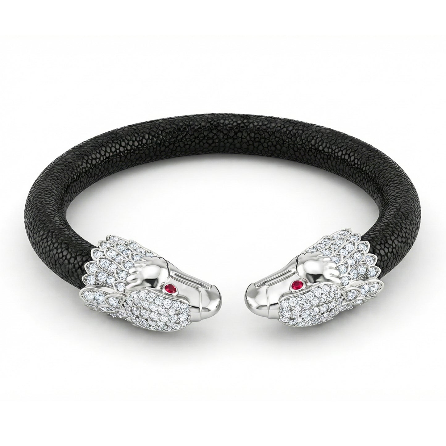 Eagle 925 White Sapphire & Ruby Stingray Bracelet