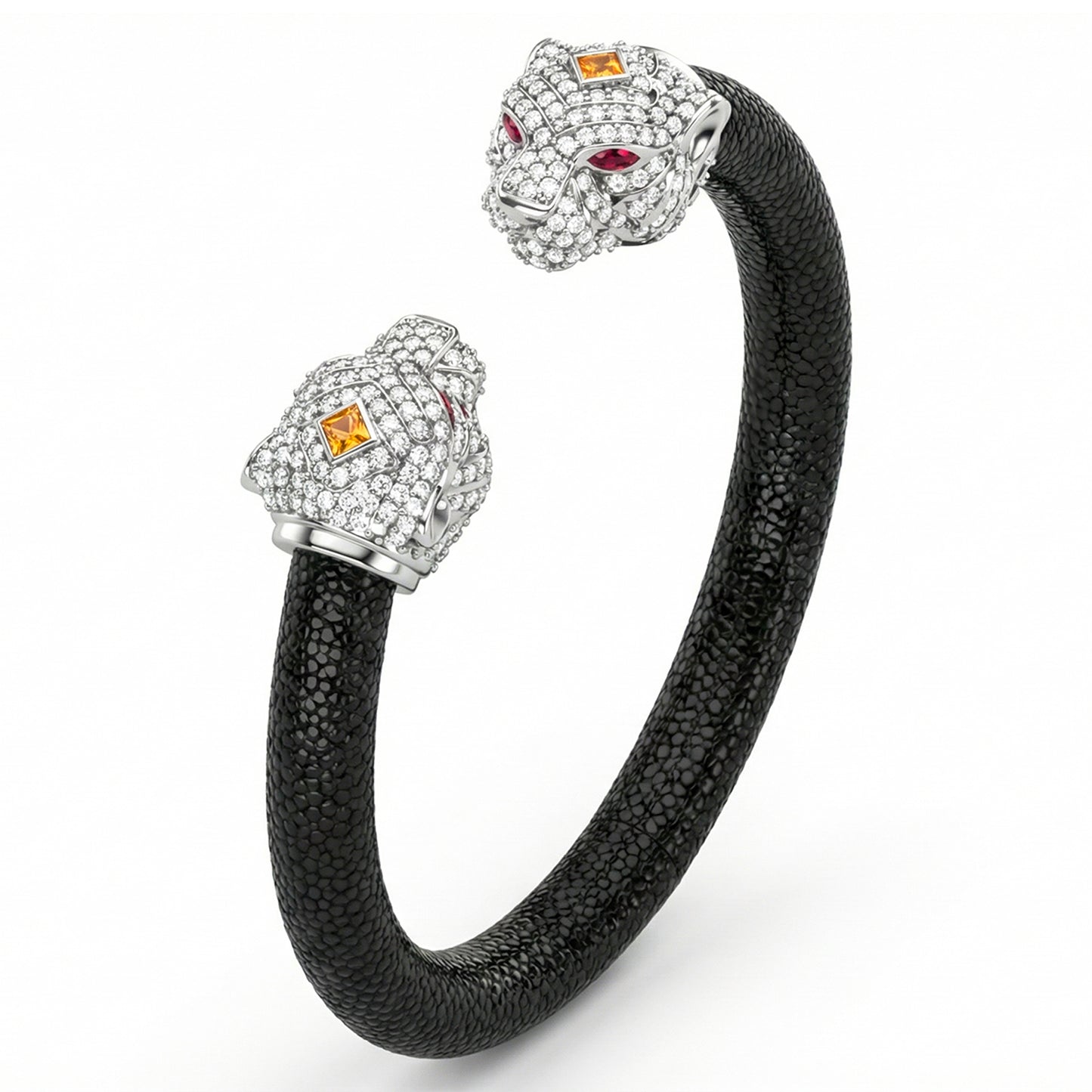 Tiger 925 White Sapphire & Ruby Stingray Bracelet