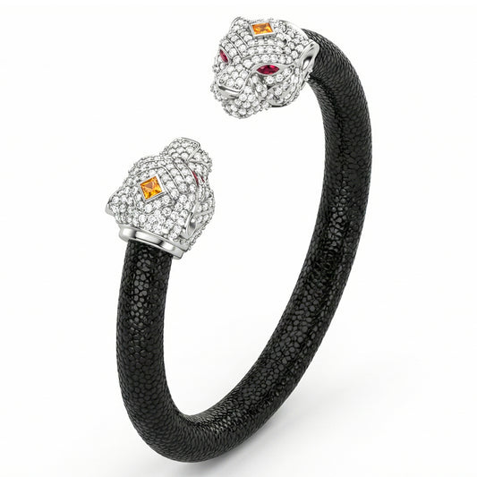 Tiger 925 White Sapphire & Ruby Stingray Bracelet