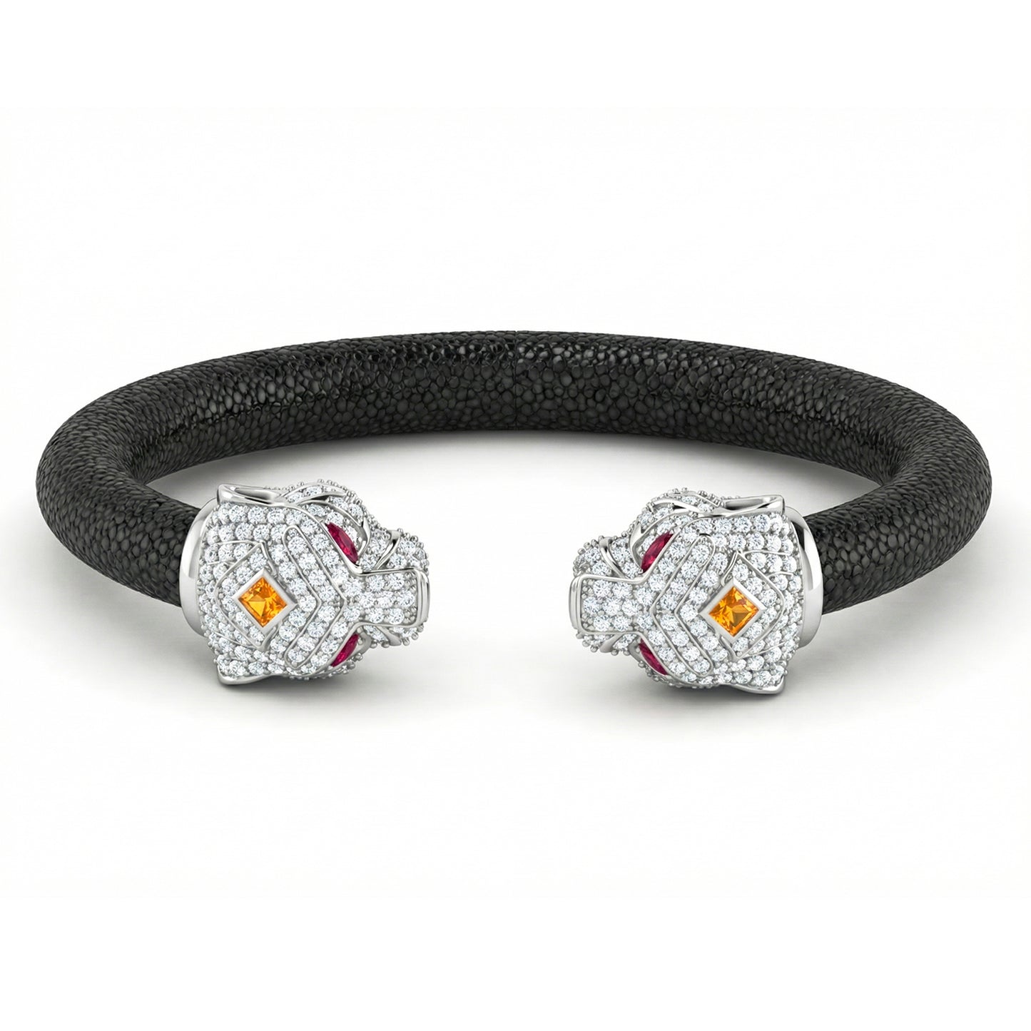 Tiger 925 White Sapphire & Ruby Stingray Bracelet