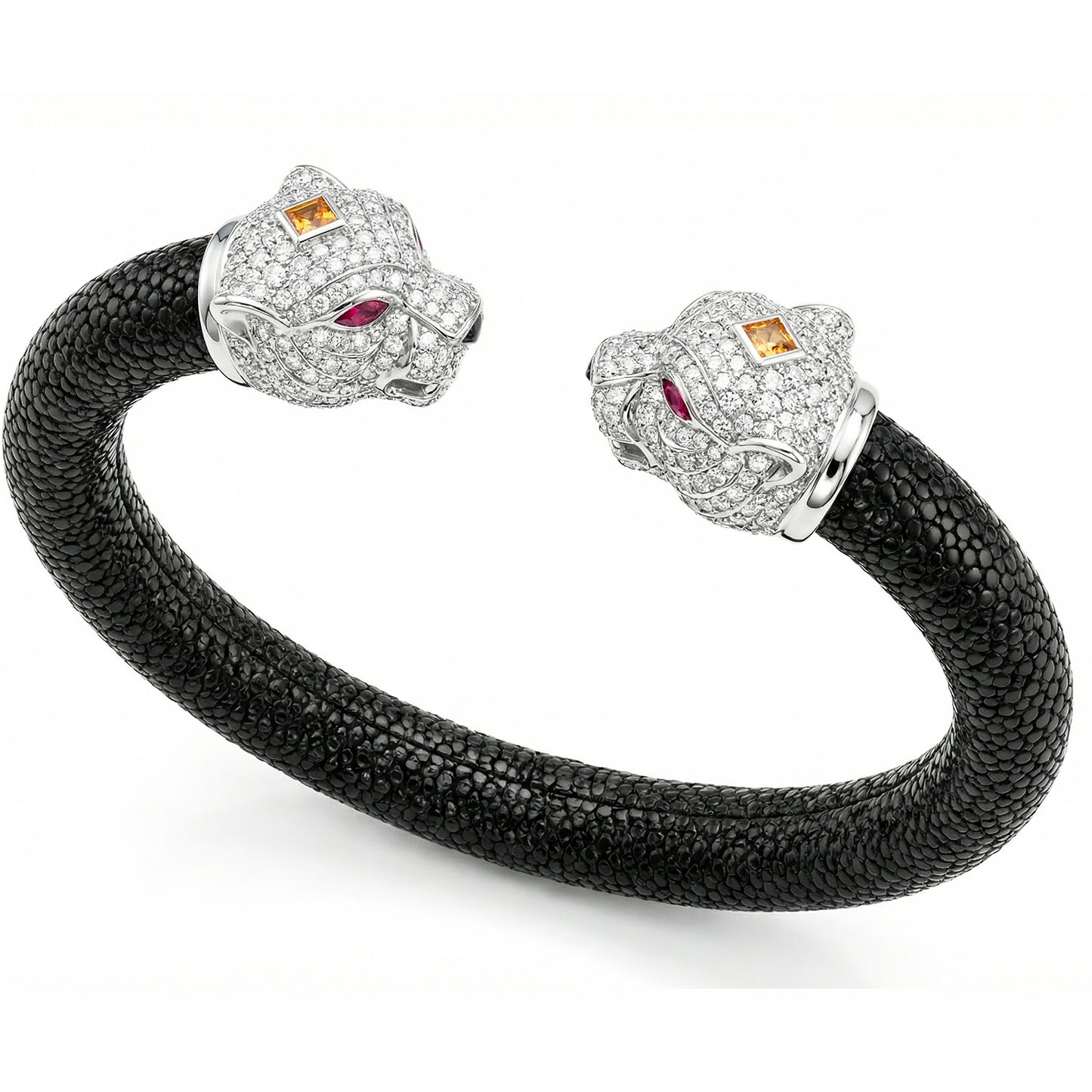 Tiger 925 White Sapphire & Ruby Stingray Bracelet