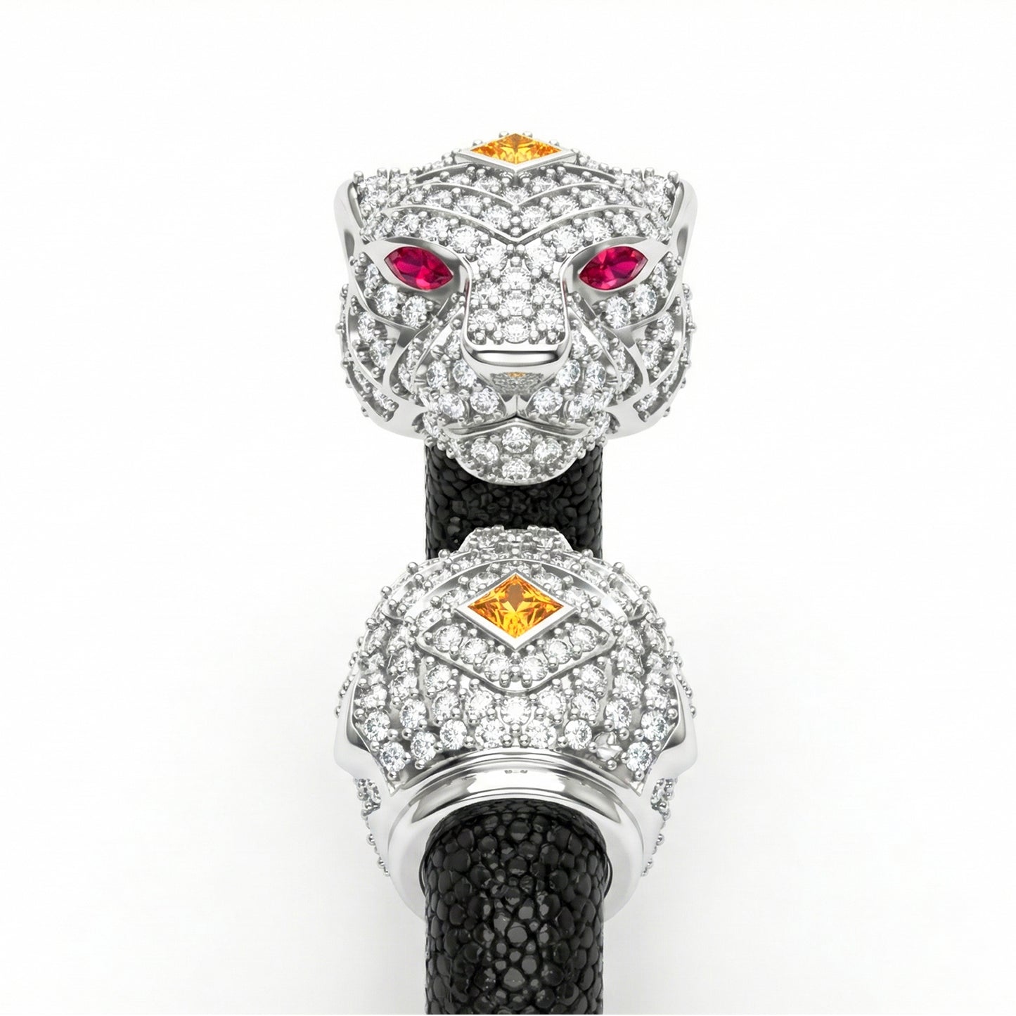 Tiger 925 White Sapphire & Ruby Stingray Bracelet