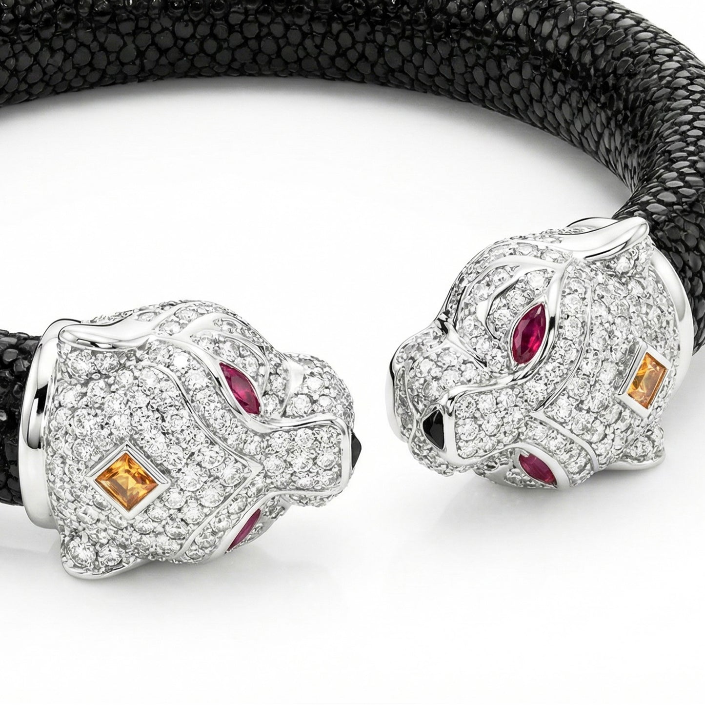 Tiger 925 White Sapphire & Ruby Stingray Bracelet