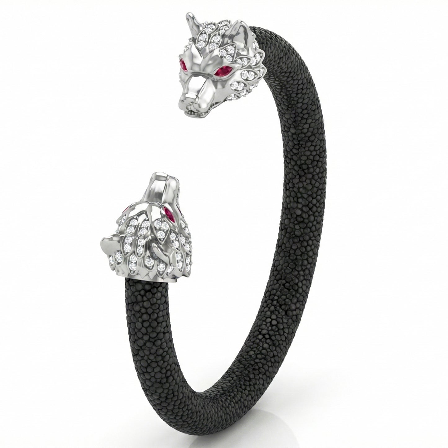 Wolf 925 White Sapphire & Ruby Stingray Bracelet