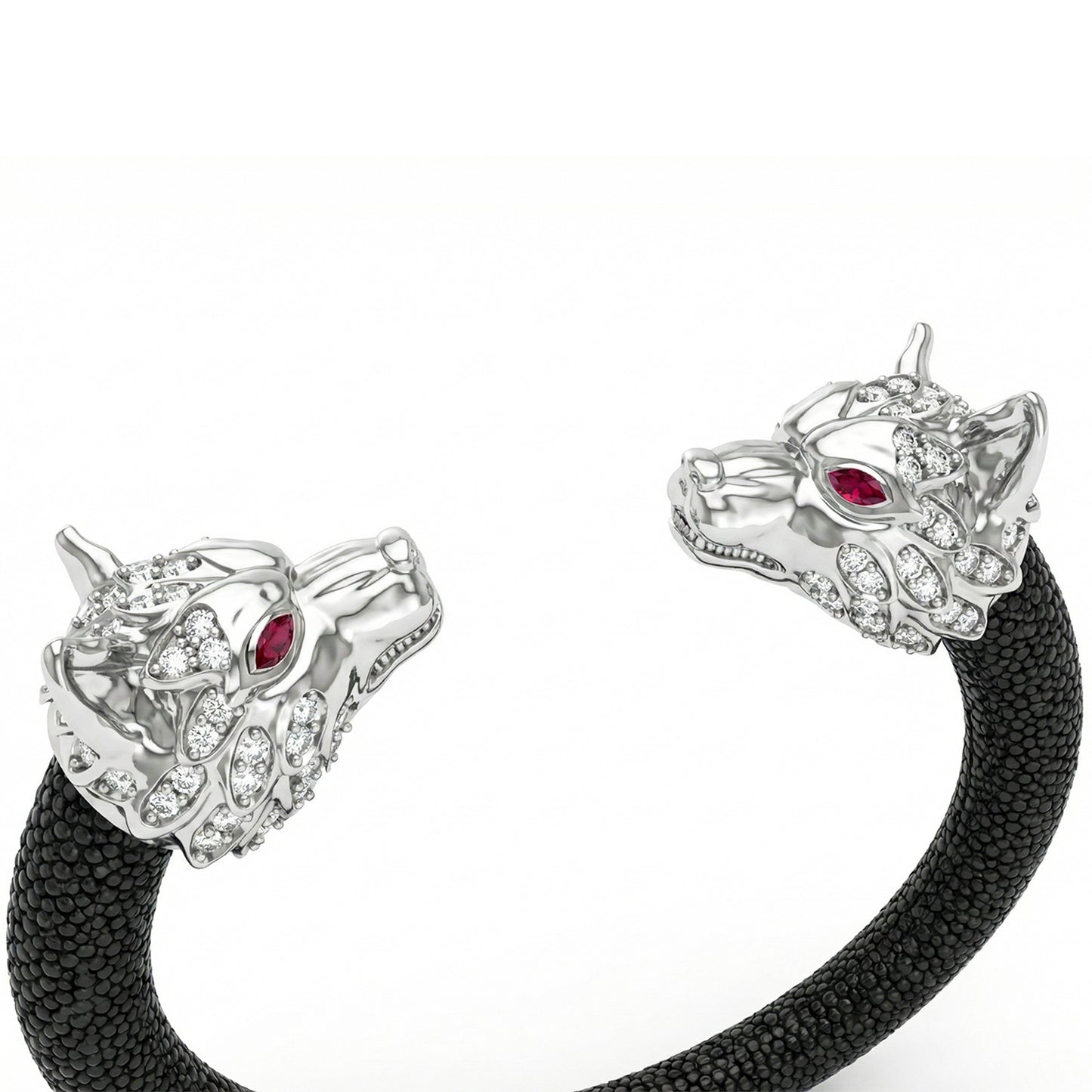 Wolf 925 White Sapphire & Ruby Stingray Bracelet