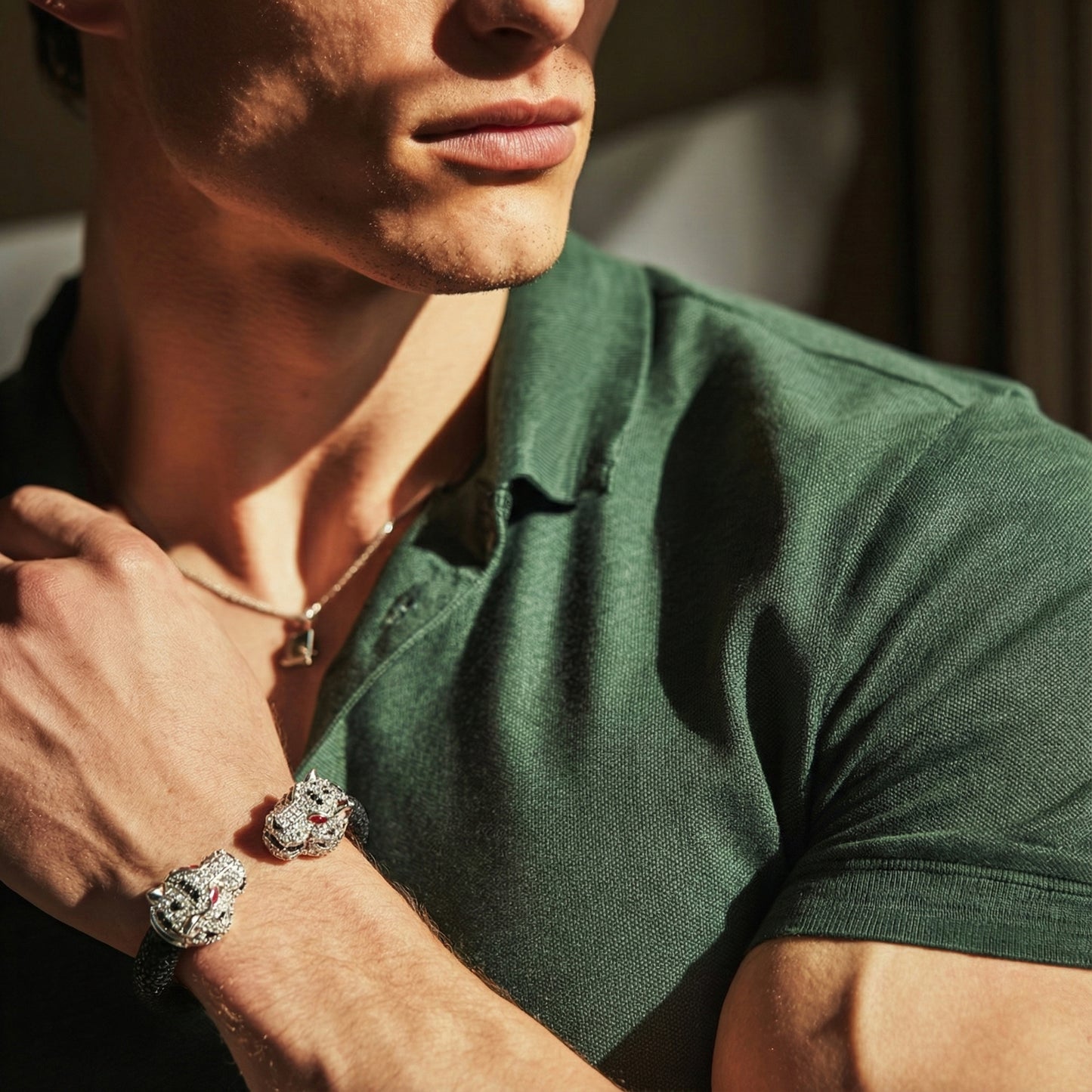 Imperial Tiger  925 White Sapphire & Ruby Stingray Bracelet