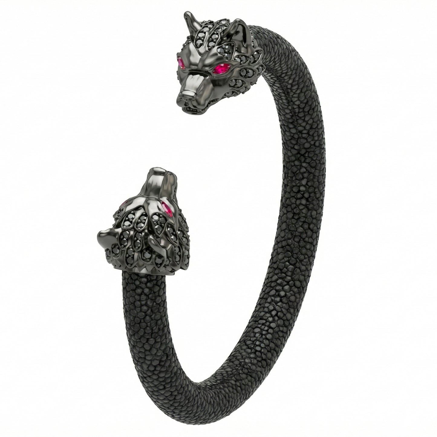 Wolf 925 Black Spinel & Ruby Stingray Bracelet