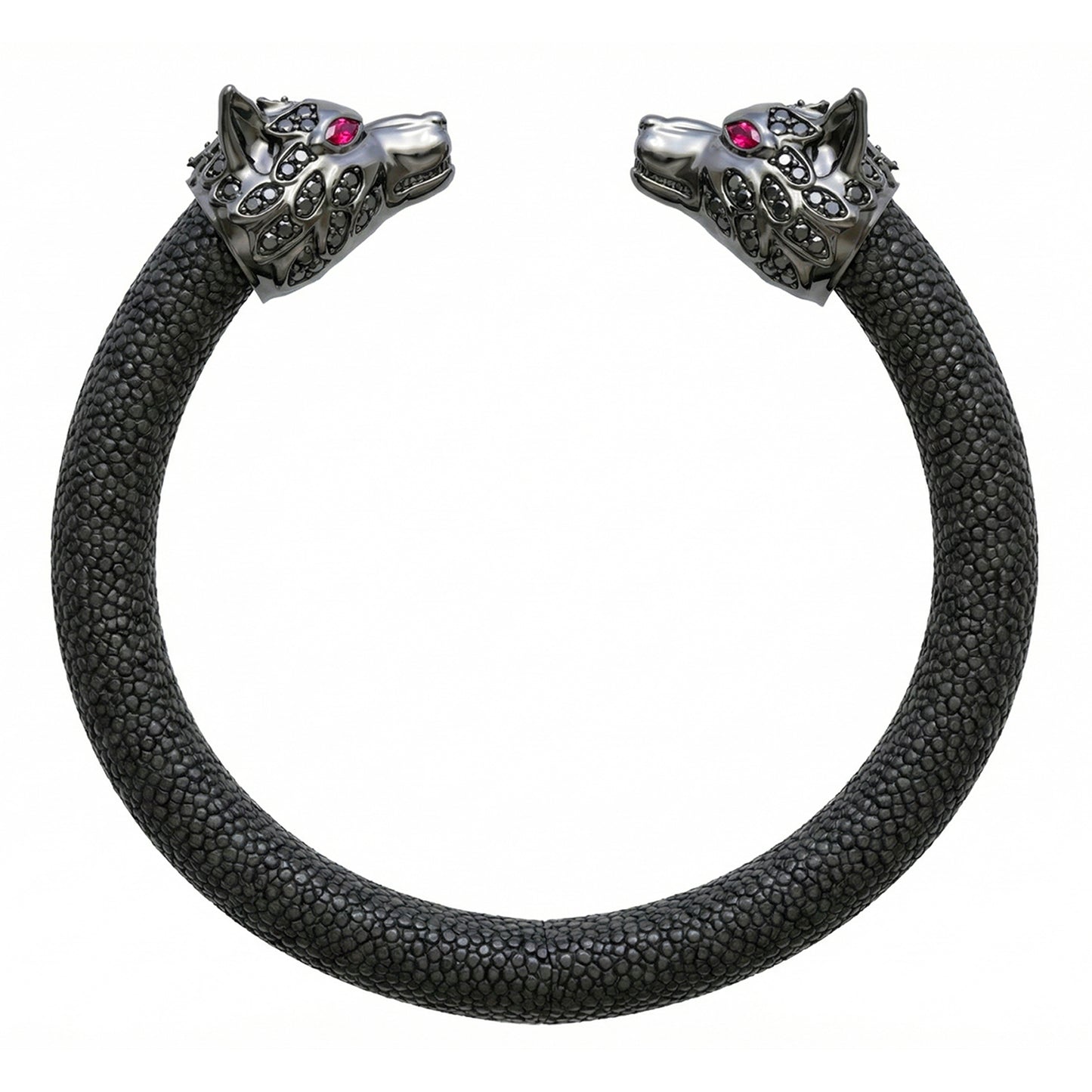 Wolf 925 Black Spinel & Ruby Stingray Bracelet