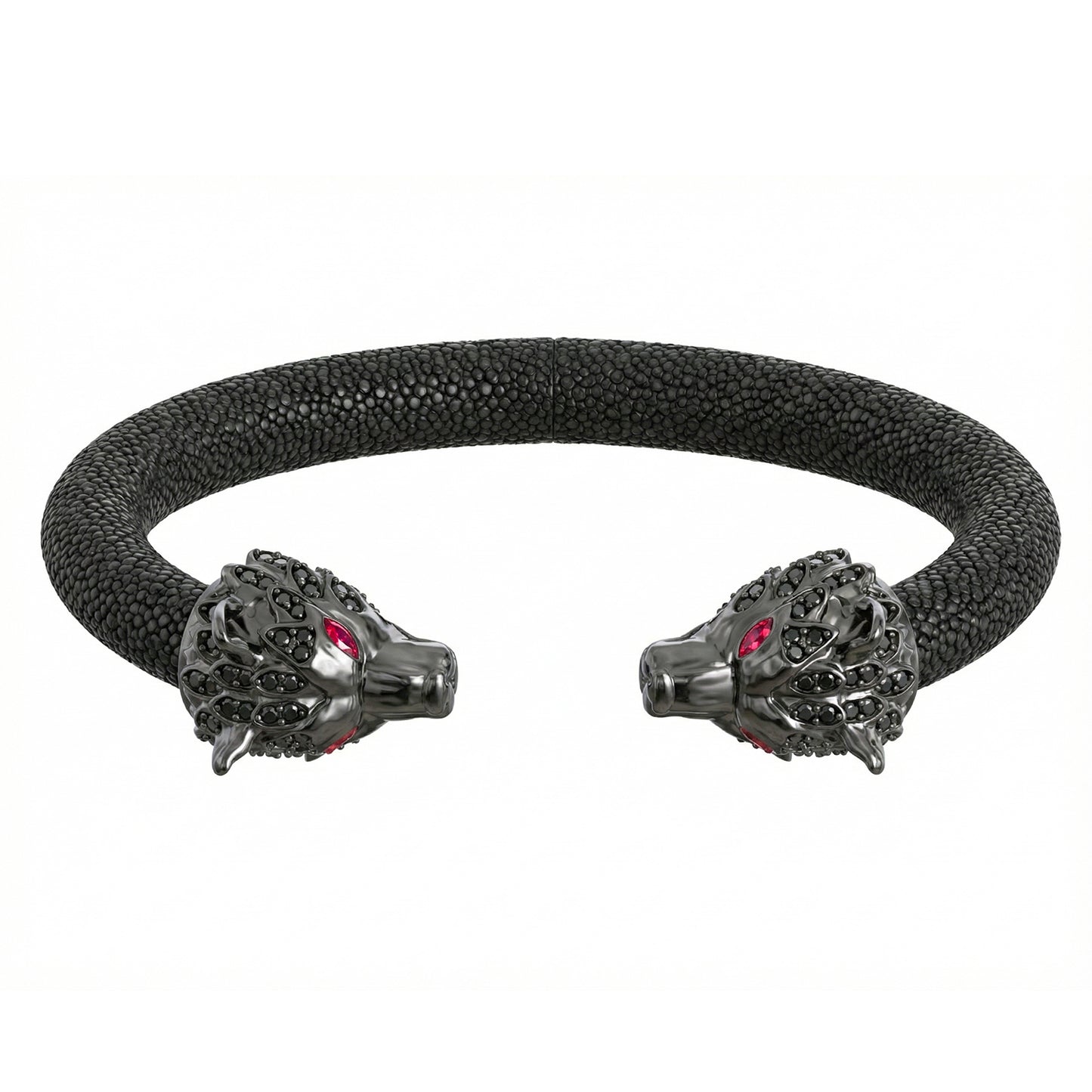 Wolf 925 Black Spinel & Ruby Stingray Bracelet