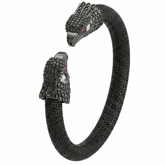 Eagle 925 Black Spinel & Ruby Stingray Bracelet