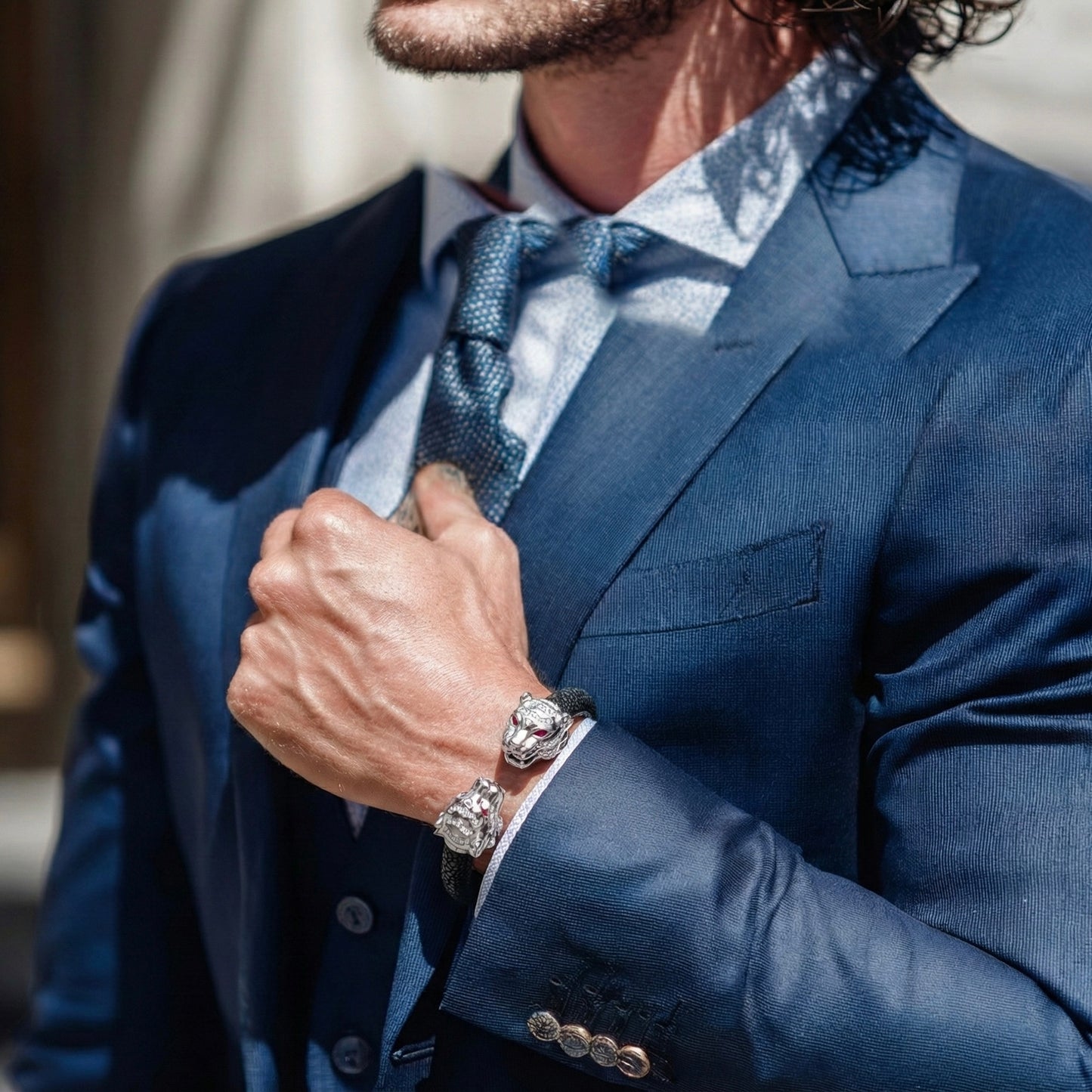 Tiger S 925 White Sapphire & Ruby Stingray Bracelet