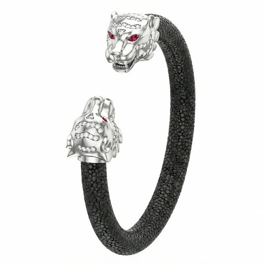 Tiger S 925 White Sapphire & Ruby Stingray Bracelet