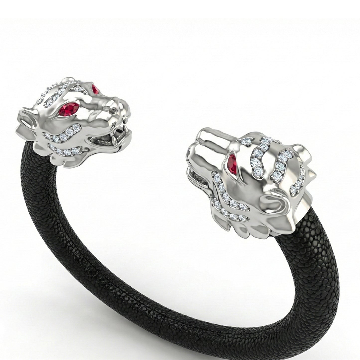 Tiger S 925 White Sapphire & Ruby Stingray Bracelet