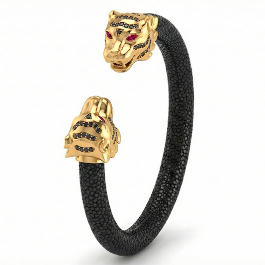 Tiger S 925 Black Spinel & Ruby Stingray Bracelet