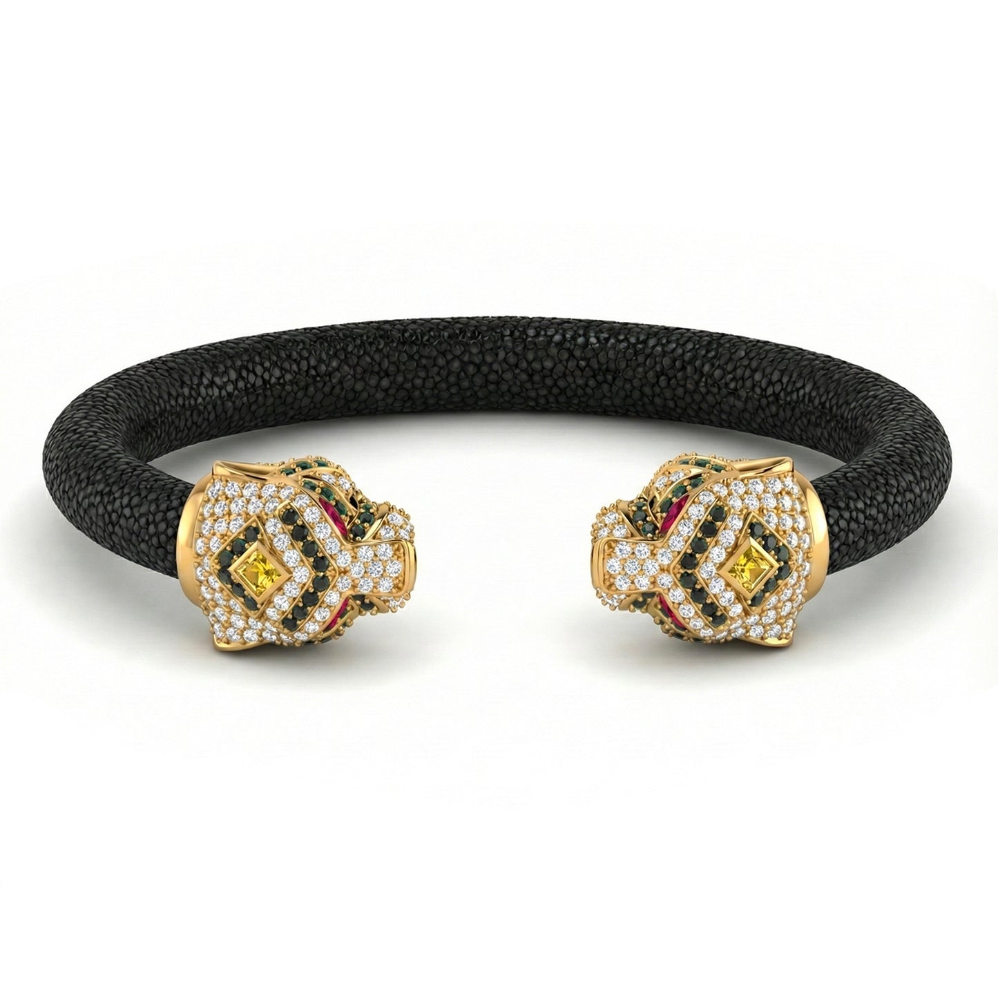 Tiger 925 White Sapphire Black Spinel & Ruby Stingray Bracelet