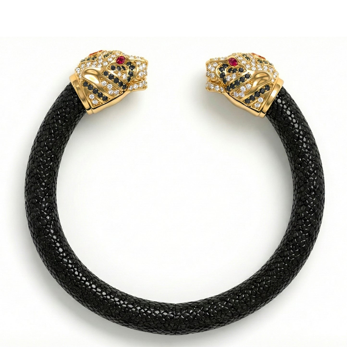 Tiger 925 White Sapphire Black Spinel & Ruby Stingray Bracelet