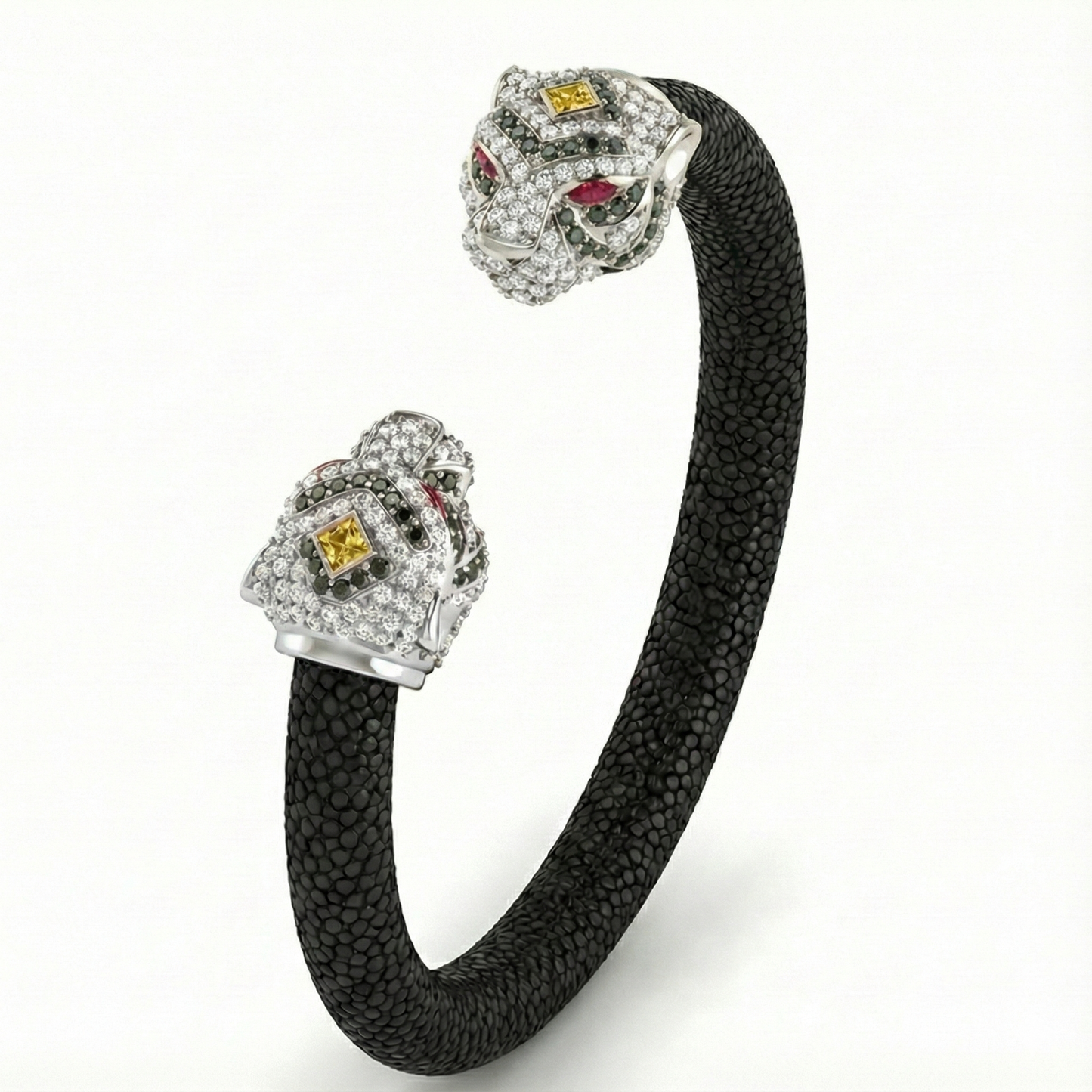 Tiger 925 White Sapphire Black Spinel & Ruby Stingray Bracelet
