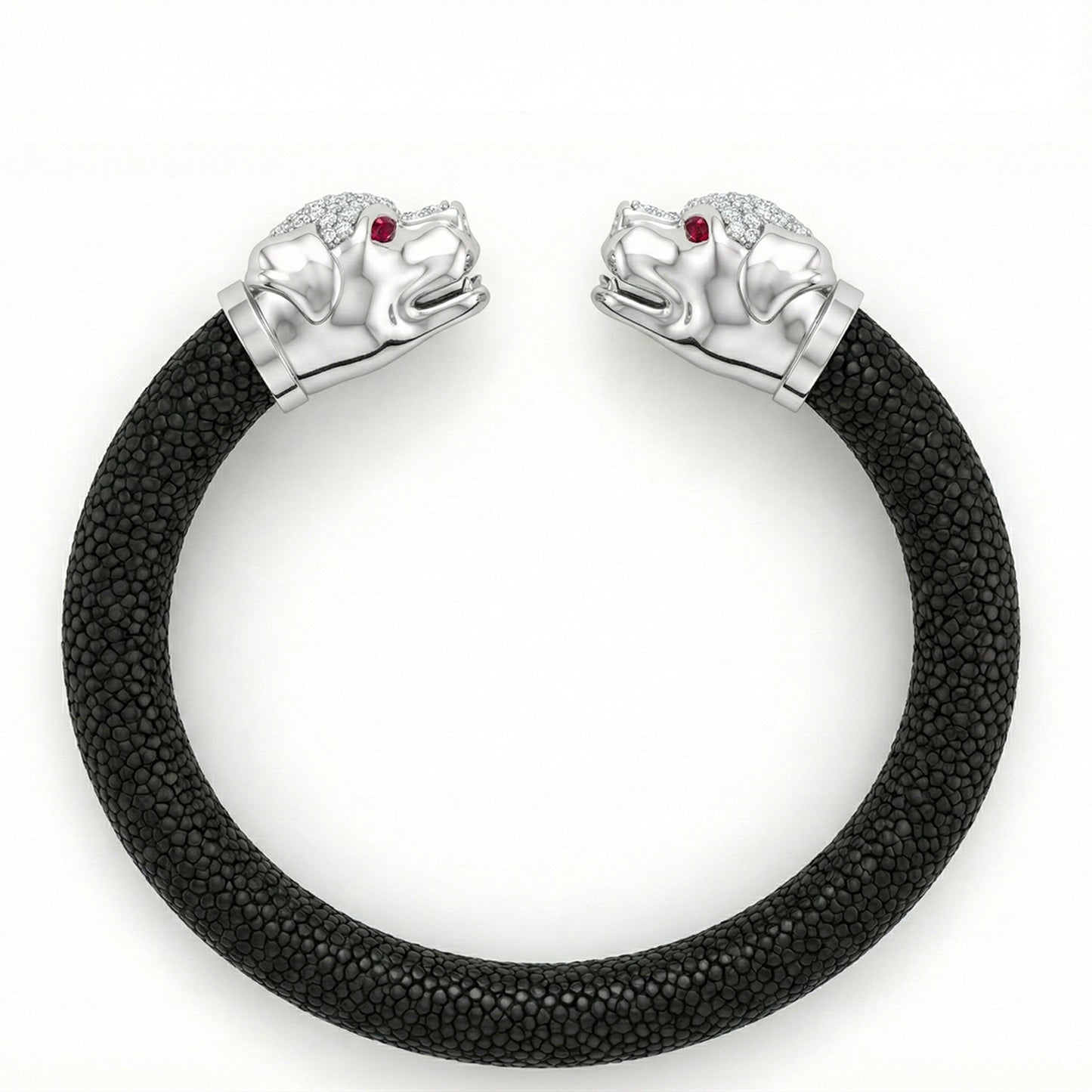 Canis 925 White Sapphire & Ruby Stingray Bracelet