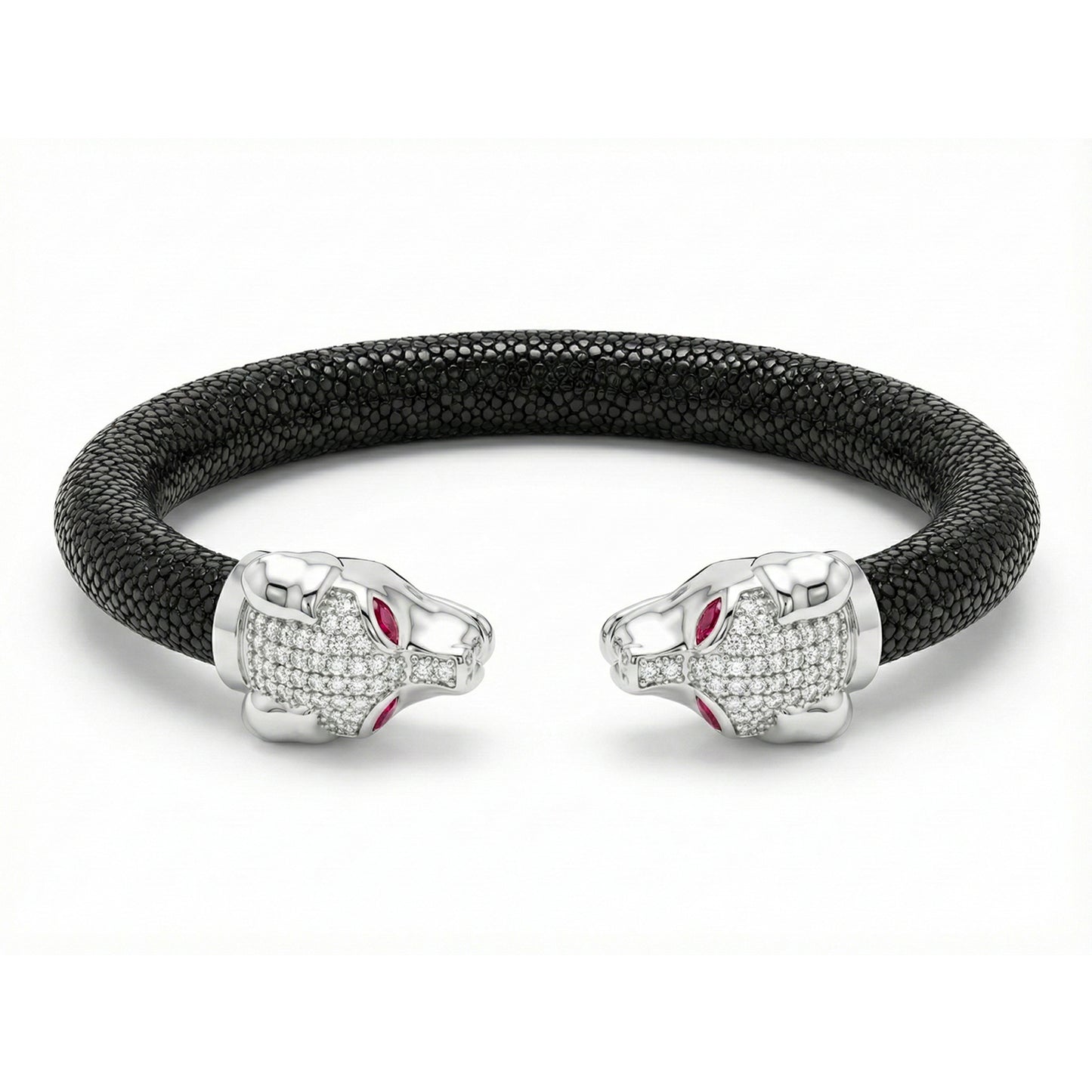 Canis 925 White Sapphire & Ruby Stingray Bracelet