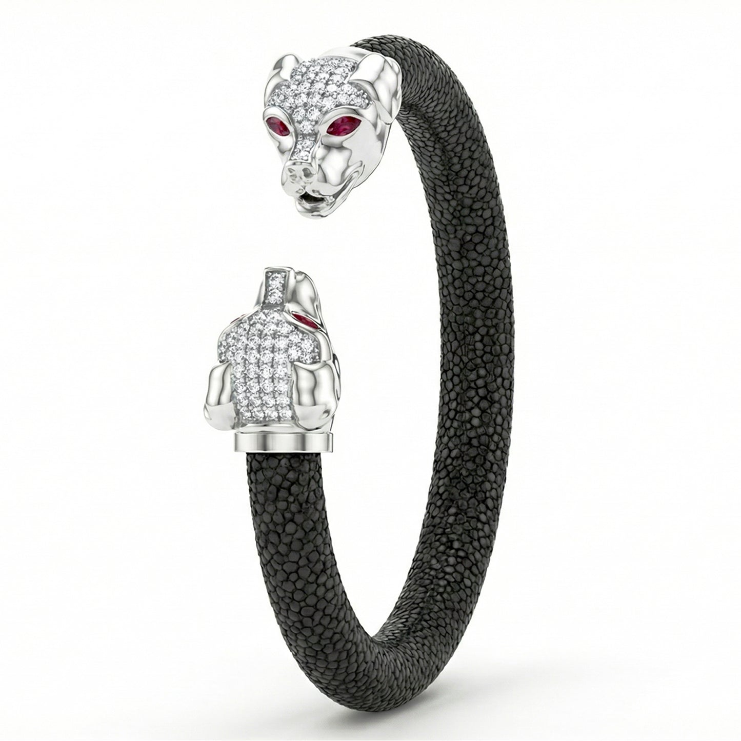 Canis 925 White Sapphire & Ruby Stingray Bracelet