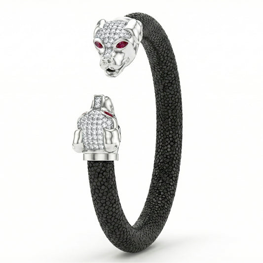 Canis 925 White Sapphire & Ruby Stingray Bracelet