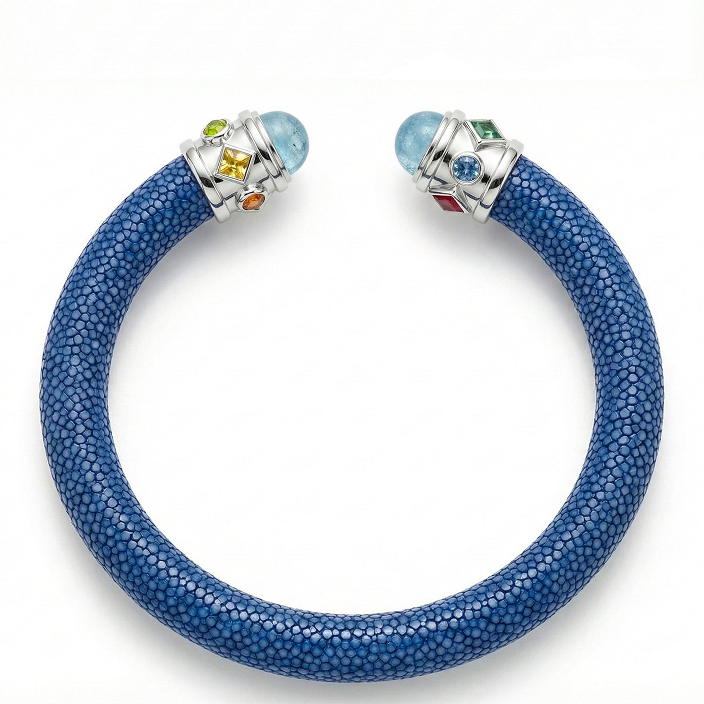 Alix 925 Aquamarine & Fancy Sapphire Stingray Bangle