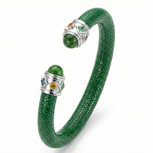 Alix 925 Chrome Diopside & Fancy Sapphire Stingray Bangle
