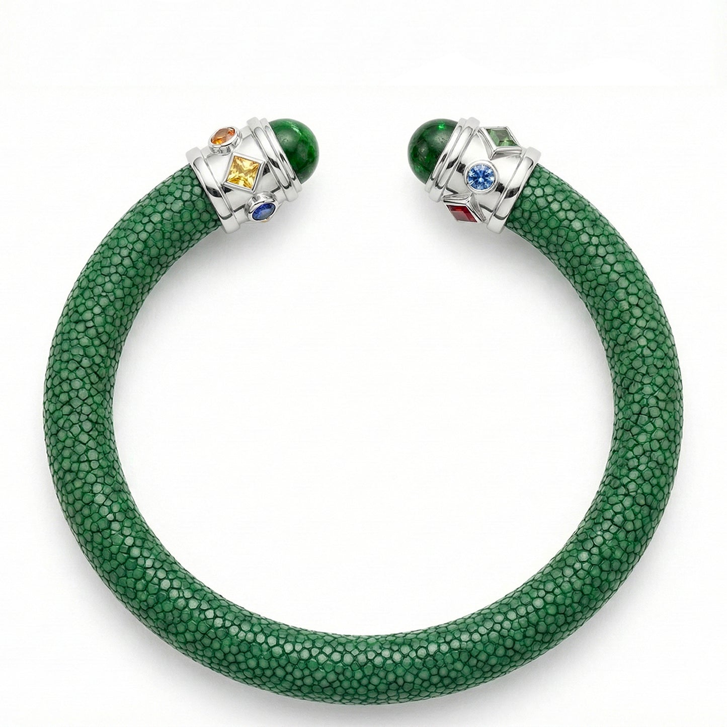Alix 925 Chrome Diopside & Fancy Sapphire Stingray Bangle