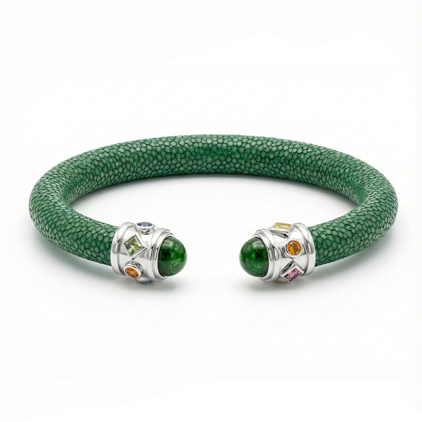 Alix 925 Chrome Diopside & Fancy Sapphire Stingray Bangle