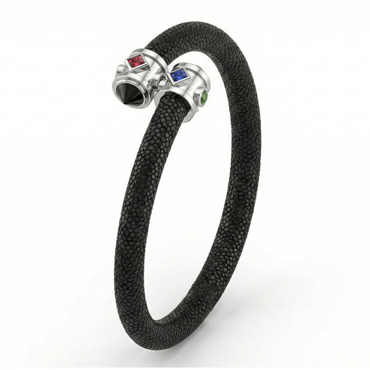 Eternity 925 Black Spinel  & Fancy Sapphire Stingray Bracelet