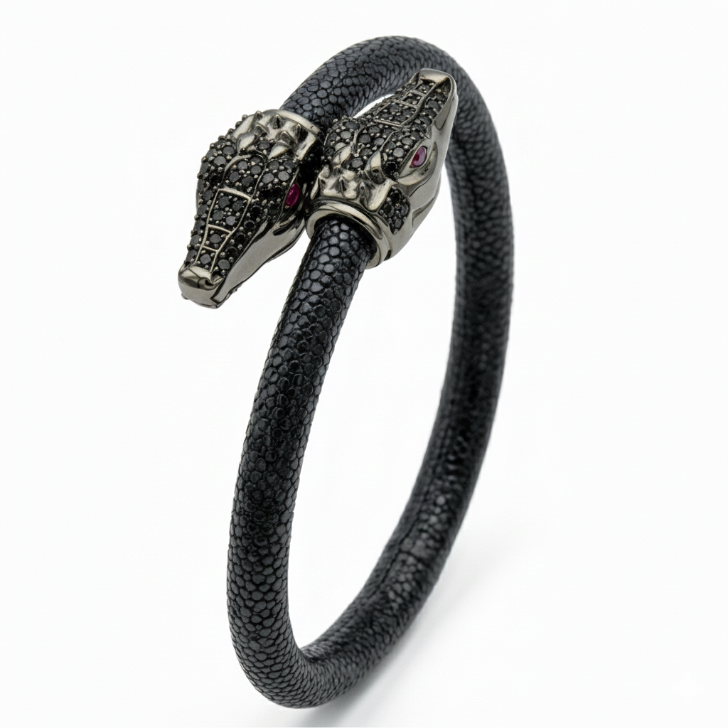 Crocodilus X 925 Black Spinel Eternity X Stingray Bracelet